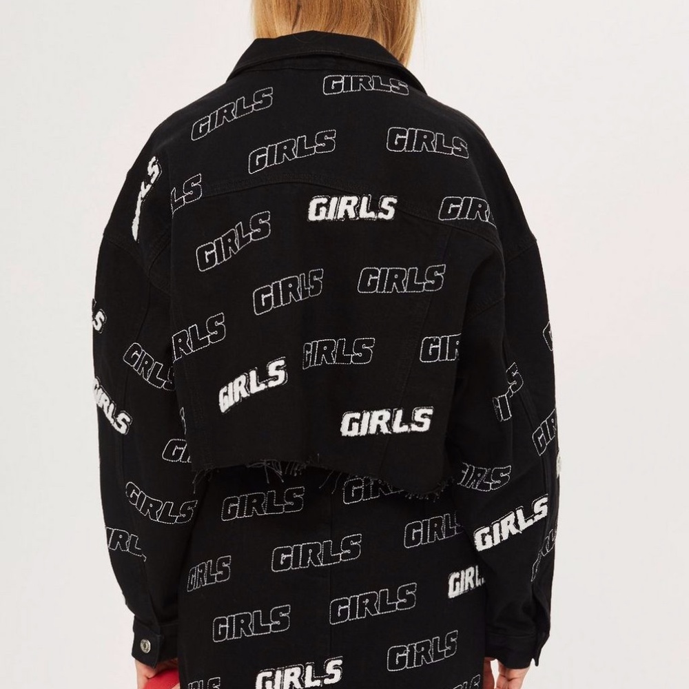 HTF Top Shop Girls "Hacked" Black Denim Jacket | 2 - Picture 3 of 11